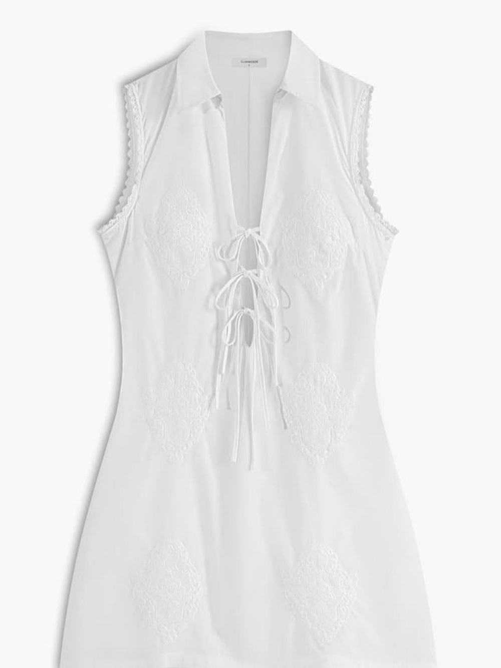 Zara White Sleeveless Mini Dress with Lace-Up Front